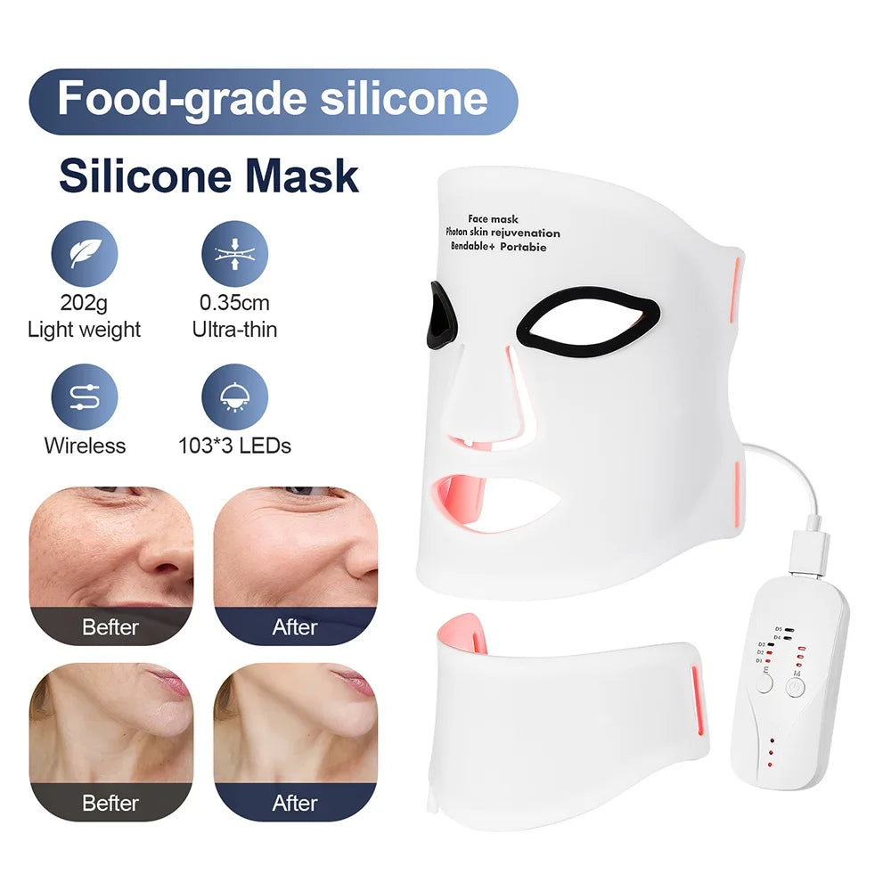 LumiDerm™ – 7-Kleuren LED Gezichts- & Nekmasker (Draadloos)