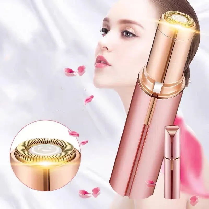 Veloura™ – Pijnloze Gezichtshaarscheerder in Lipstickdesign (USB Oplaadbaar)