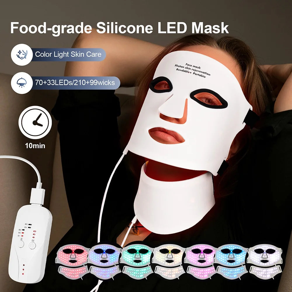 LumiDerm™ – 7-Kleuren LED Gezichts- & Nekmasker (Draadloos)