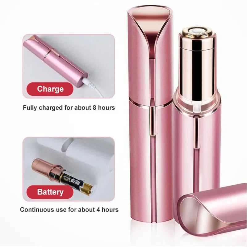 Veloura™ – Pijnloze Gezichtshaarscheerder in Lipstickdesign (USB Oplaadbaar)